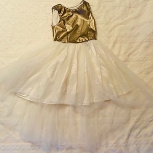 Zunie Girls Gold and White Mesh Dress